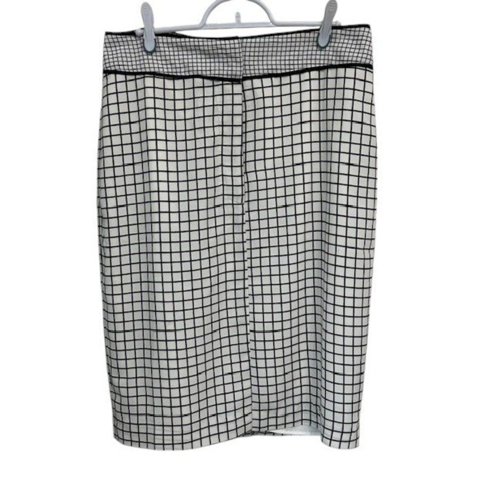 Downeast Pencil Skirt White Grid Pattern Career Wear Business Casual Size Med - Picture 3 of 11